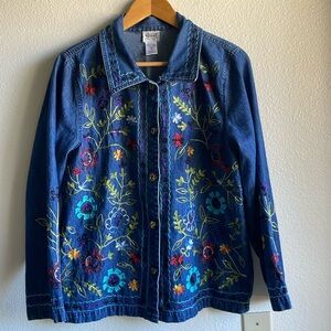 Gunit Fashions Vintage Y2K Embroidered Button Down Denim Top M